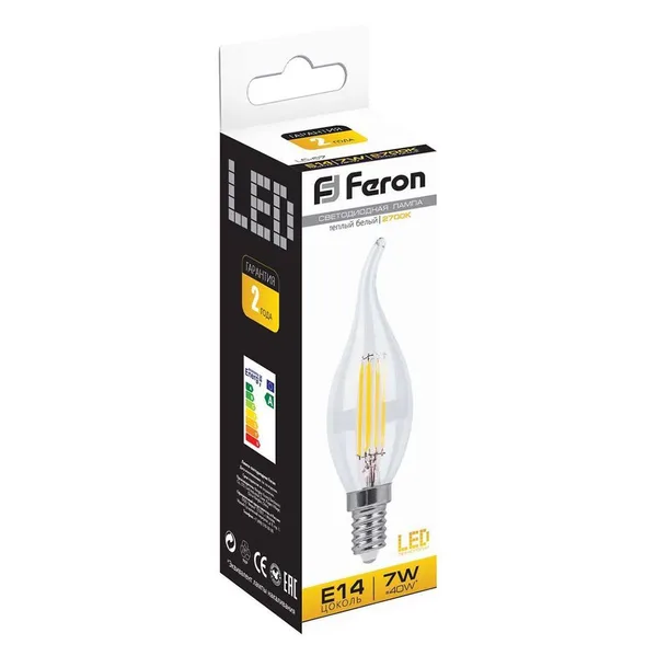 Лампа светодиодная Feron LB-67 Свеча на ветру E14 7W 2700K — фото 3