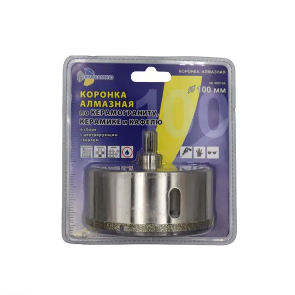 Коронка алмазная по керамике и кафелю с центрирующим сверлом 100мм 400100 Trio-Diamond — фото 3