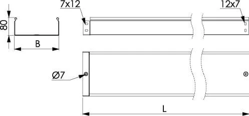 Лоток 300х80 L3000 толщ.1,0 мм DKC — фото 2