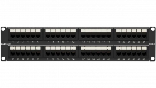 Патч-панель 19",2U,CAT6, 48 портов RJ45, неэкранированная DKC