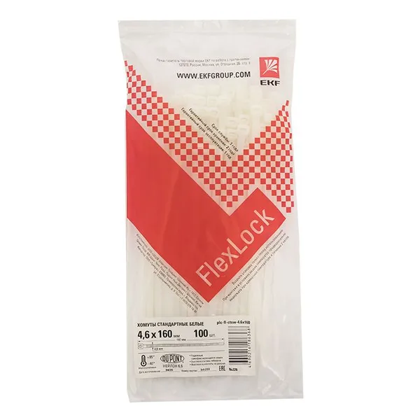 Хомут P6,6 стандартный (б), 4,6x160 (100шт) FlexLock PROxima EKF — фото 3