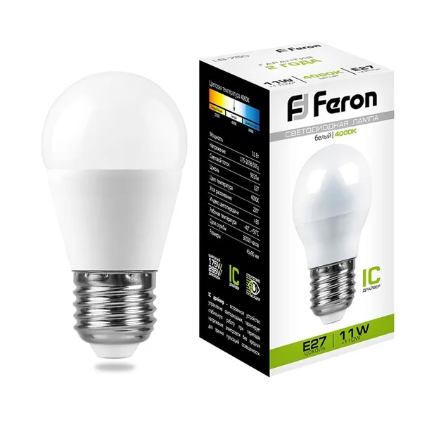 Лампа светодиодная Feron LB-750 Шарик E27 11W 4000K — фото 2
