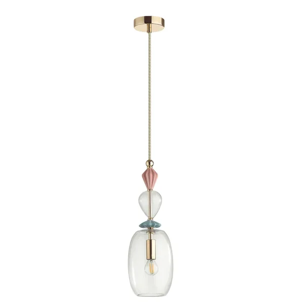 Подвес E14 1*40W BIZET золото/разноцветн./керамика/стекло B ODEON LIGHT