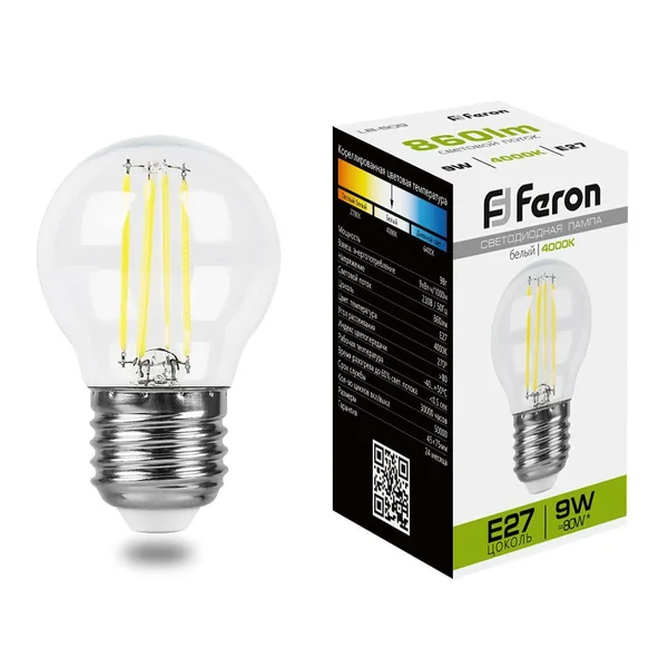 Лампа светодиодная Feron LB-509 Шарик E27 9W 4000K — фото 2