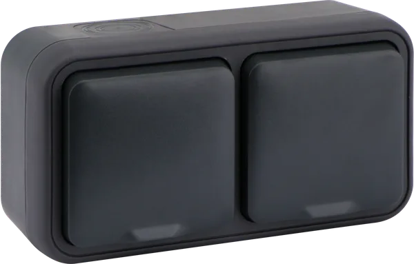 Donel W55 Розетка 2-я с защ.крышк, 2К+З., накладная, антрацит, IP55, серия (тип) DIP55 — фото 3