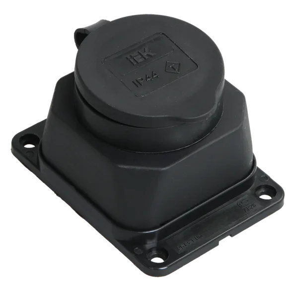 Розетка настенная РБ13-1-0м с защитной крышкой IP44 ОМЕГА IEK