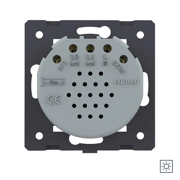 Выключатель Quadro 2 клавиши сухой контакт Золотой (механизм) Livolo — фото 4