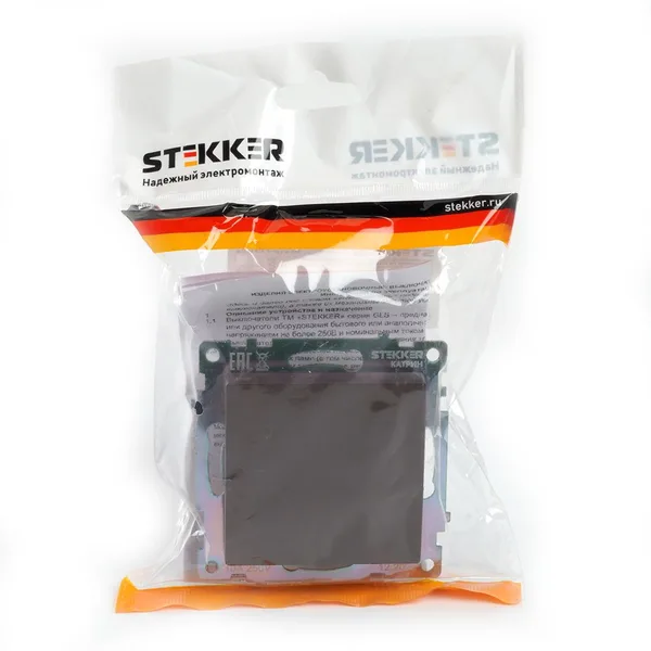 Переключатель 1-клавишный (механизм), STEKKER GLS10-7105-04, 250V, 10А, серия Катрин, шоколад — фото 2