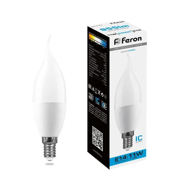Лампа светодиодная Feron LB-770 Свеча на ветру E14 11W 6400K — фото 2
