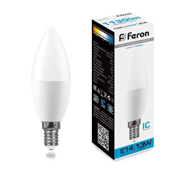 Лампа светодиодная Feron LB-970 Свеча E14 13W 6400K — фото 2