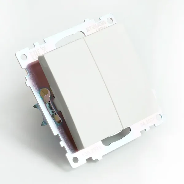 Переключатель 2-клавишный (механизм), STEKKER GLS10-7107-01, 250V, 10А, серия Катрин, белый — фото 4