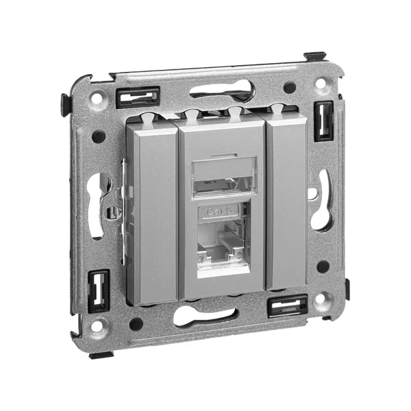Компьютерная розетка RJ-45 в стену, кат.6 одинарная экранированная,"Avanti","Закаленная сталь" DKC — фото 2