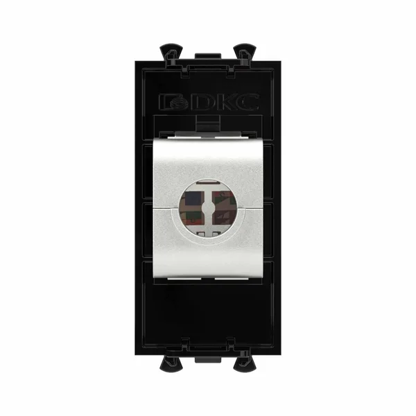 Компьютерная розетка RJ-45 без шторки модульная, кат.6А экранированная, "Avanti", "Черный квадрат", 1 модуль DKC — фото 4