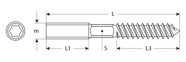 Шпилька сантехническая, шестигранник, Torx 25, М10x120мм, 450шт, оцинкованная, ЗУБР — фото 2