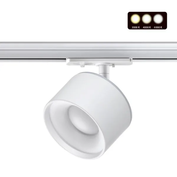 Св-к трековый с перекл.цв.темп.IP20 LED 3000К/4000К/6000К 12W вниз+3W вверх белый NOVOTECH