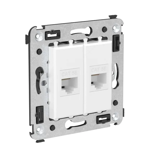 Компьютерная розетка RJ-45 без шторки в стену, кат.5е двойная, "Avanti", "Белое облако" DKC — фото 2