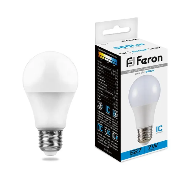 Лампа светодиодная Feron LB-91 Шар E27 7W 6400K — фото 2