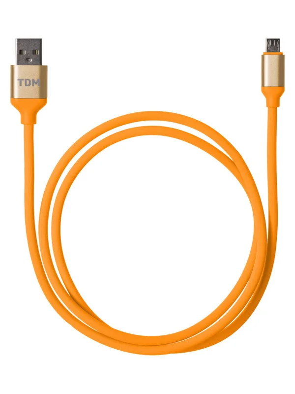 Дата-кабель, ДК 13, USB - micro USB, 1 м, силиконовая оплетка, оранжевый, TDM — фото 2