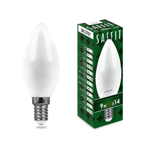 Лампа светодиодная SAFFIT SBC3709 Свеча E14 9W 6400K Feron