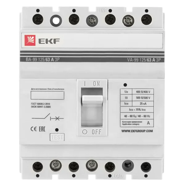 Выключатель автоматический ВА-99 125/ 63А 4П 25кА EKF
