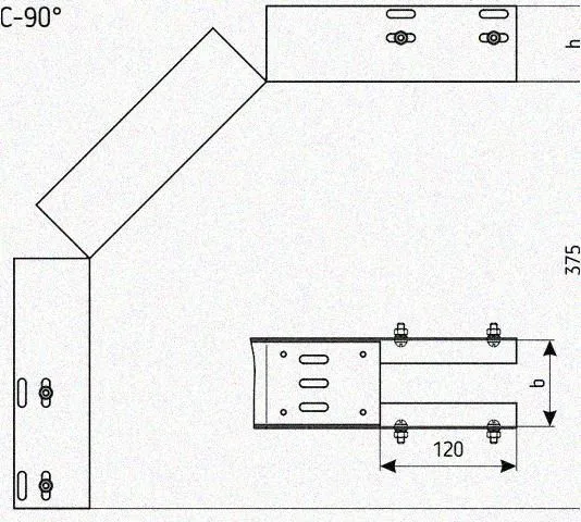 Лоток перфорированный КС 300х100-90 УТ1,5 для поворота трассы вниз на 90, горячее цинкование S1,5 Курганский ЗЭМИ — фото 3