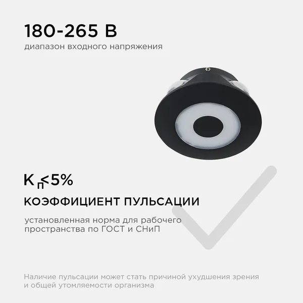 31-07 Светильник светодиодный, настенный, 5Вт, 230В/50Гц, 380лм, 3000К, IP54, D100х60мм, черный, алюминий Apeyron — фото 5