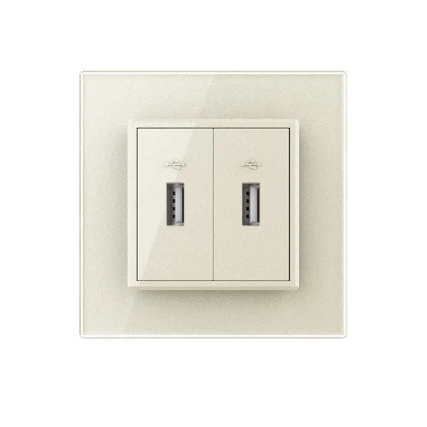 Розетка с двумя USB type-A, блоком питания 5В 2.1А 1 пост, цвет жемчужный Livolo — фото 2