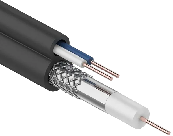 Кабель коаксиальный RG59 медный 75Ом FPE с кабелем питания 2х0,75мм2 PVC белый (300м) GENERICA IEK