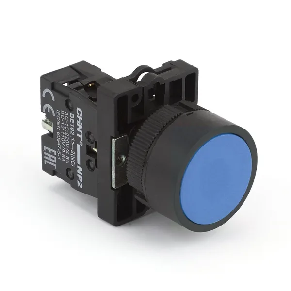Кнопка управления NP2-EA62 без подсветки синяя 1НЗ, IP40 (R) CHINT