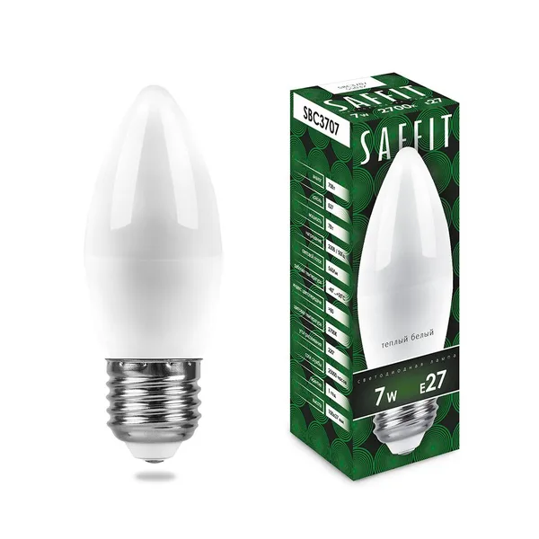Лампа светодиодная SAFFIT SBC3707 Свеча E27 7W 2700K Feron
