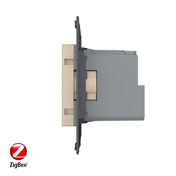 Розетка ZigBee (Wi-Fi) с з/з с защитными шторками 16A, цвет золотой (механизм) Livolo — фото 3