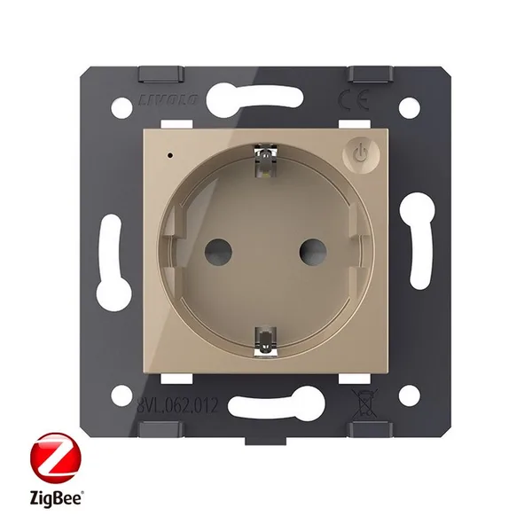 Розетка ZigBee (Wi-Fi) с з/з с защитными шторками 16A, цвет золотой (механизм) Livolo — фото 2