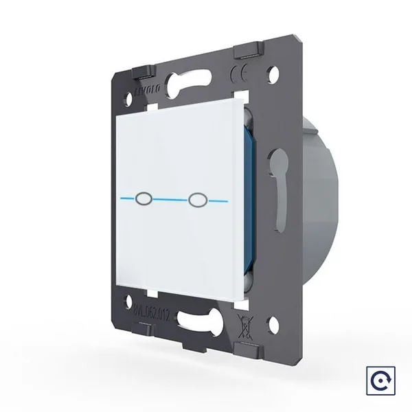 Двухклавишная сенсорная кнопка Quadro, цвет белый (механизм) Livolo
