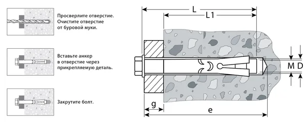 10 x 100 мм, 40 шт, болт анкерный, желтый цинк ЗУБР — фото 2