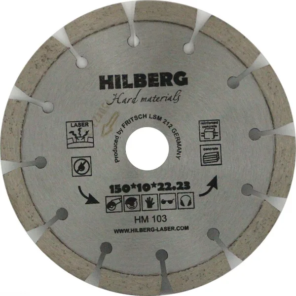 Диск алмазный отрезной 150*22,23 Hard Materials Лазер HM103 Hilberg