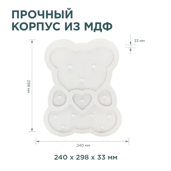 12-176 Светодиодный ночник "Мишка", теплый белый, 2хААА, МДФ, 240х33х298мм. Apeyron — фото 4