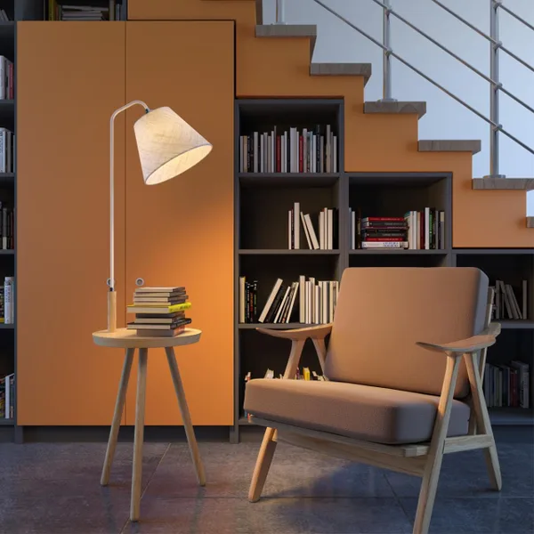 Торшер E27 1*60W 220V KALDA светлое дерево/рогожка ODEON LIGHT — фото 2