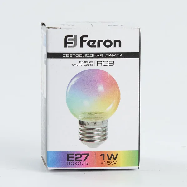 Лампа светодиодная Feron LB-37 Шарик прозрачный E27 1W RGB плавная смена цвета — фото 5