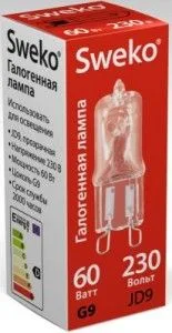 Лампа галогенная JC 60W G9 прозрачная SWEKO