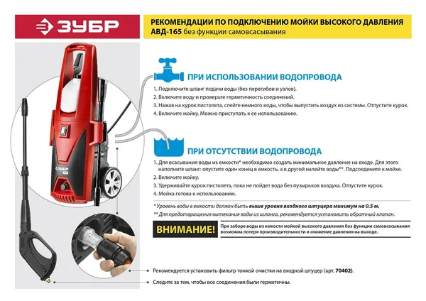 Мойка высокого давления 165 Атм, 2400 Вт, М-165 ЗУБР — фото 2