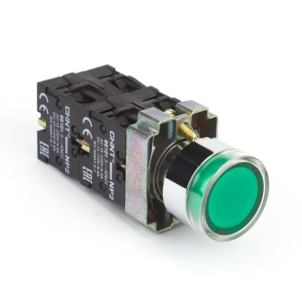 Кнопка управления NP2-BW1361 выступающая, зеленая, 1НО, AC/DC230В (LED), IP40 (R) CHINT