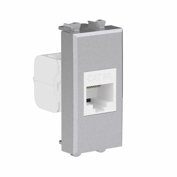 Компьютерная розетка RJ-45 без шторки модульная, кат.6А, "Avanti", "Закаленная сталь", 1 модуль DKC — фото 2