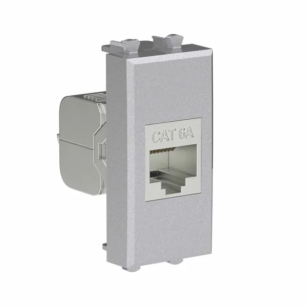 Компьютерная розетка RJ-45 без шторки модульная, кат.6А экранированная, "Avanti", "Закаленная сталь", 1 модуль DKC — фото 2