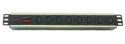 Блок распределения питания (PDU) 19" 10A с индикацией, Вых:8 C13,Вх: C14 DKC