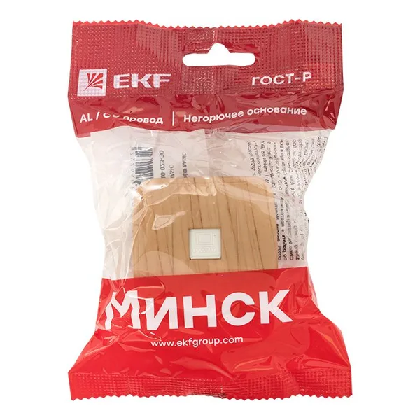 Минск Розетка RJ-45 1-местная ОП , 1А, 120В, светлое дерево EKF — фото 3