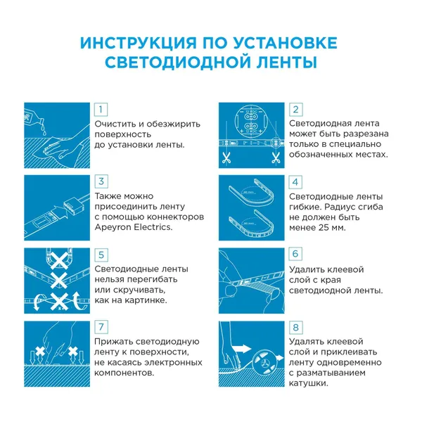 SL-15 Комплект светодиодной ленты 12В, 14,4Вт/м, smd5050, 60д/м, IP20, 600Лм/м, ширина подложки 10мм, 5м, т/б, 3000К, с аксессуарами (адаптер питания, APEYRON — фото 3