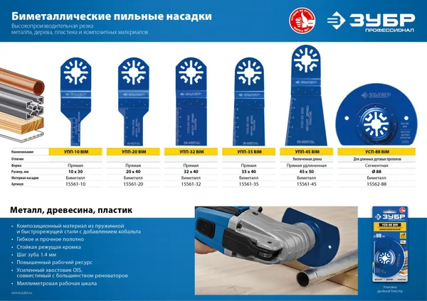 Насадка универсальная прямая пильная, 35 x 40 мм, Профессионал, УПП-35 BIM ЗУБР — фото 3