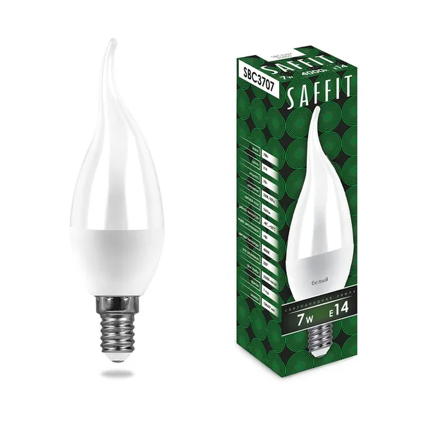 Лампа светодиодная SAFFIT SBC3707 Свеча на ветру E14 7W 4000K Feron
