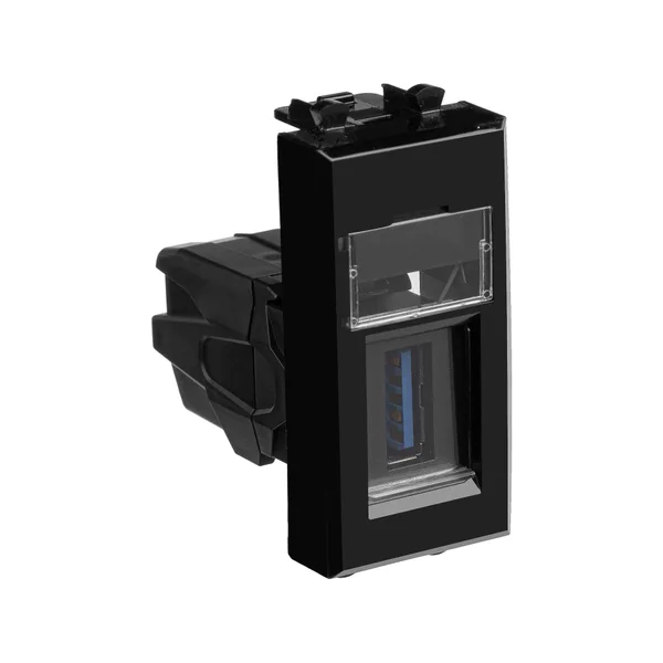 USB 3.0 розетка модульная, тип А-А, "Avanti", "Черный квадрат", 1 модуль DKC — фото 2