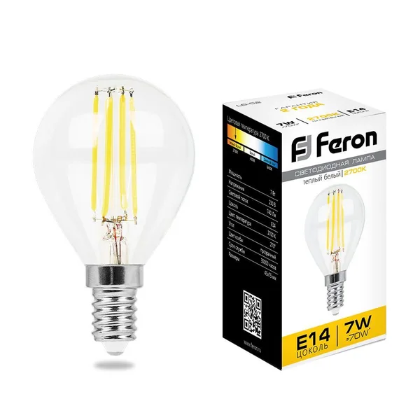 Лампа светодиодная Feron LB-52 Шарик E14 7W 2700K — фото 2
